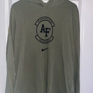 Men’s Nike Dri-Fit Army Green Air Force Long Sleeve Lightweight Hoodie